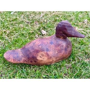 Antique Hand Carved Wooden Duck Decoy Primitive Folk Art Rustic Cabin Decor VTG